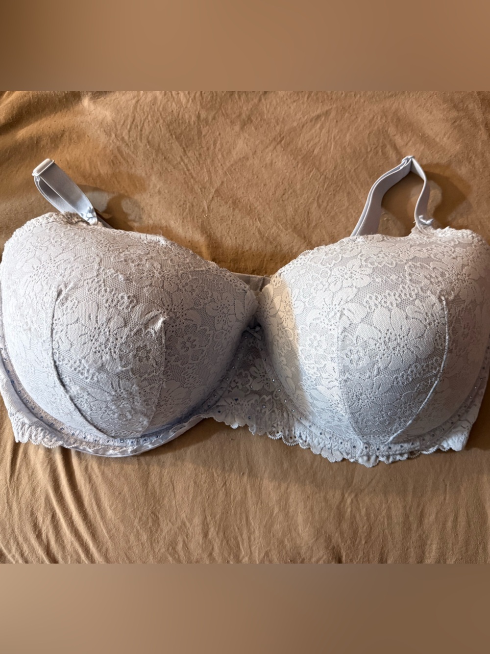 PINK Victoria’s Secret Light Blue Push Up Sequin Bra, Size 44 DDD (F)
